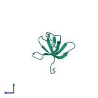 Monomeric assembly 1 of PDB entry 1ue9 coloured by chemically distinct molecules, side view.