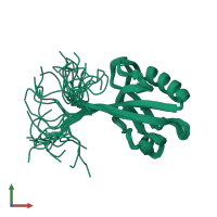 PDB entry 1uep coloured by chain, ensemble of 20 models, front view.