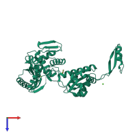 PDB entry 1uet coloured by chain, top view.