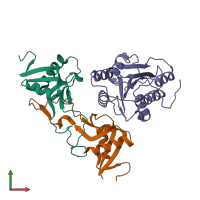 PDB entry 1uex coloured by chain, front view.