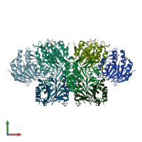 PDB entry 1uf3 coloured by chain, front view.