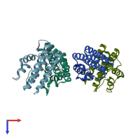 PDB entry 1ufb coloured by chain, top view.