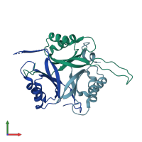 PDB entry 1ufl coloured by chain, front view.