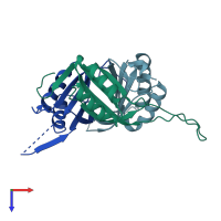 PDB entry 1ufl coloured by chain, top view.