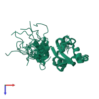 PDB entry 1ufn coloured by chain, ensemble of 20 models, top view.