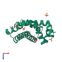 PDB entry 1ufp coloured by chain, top view.