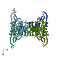 PDB entry 1ufr coloured by chain, top view.