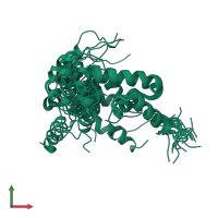 PDB entry 1ufz coloured by chain, ensemble of 20 models, front view.
