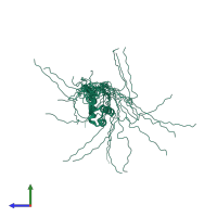 PDB entry 1ug2 coloured by chain, ensemble of 20 models, side view.