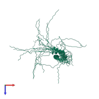 PDB entry 1ug2 coloured by chain, ensemble of 20 models, top view.