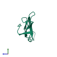 PDB entry 1ug4 coloured by chain, side view.