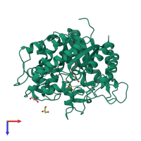 PDB entry 1ug6 coloured by chain, top view.