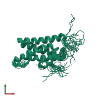 PDB entry 1ug7 coloured by chain, ensemble of 20 models, front view.