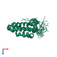 PDB entry 1ug7 coloured by chain, ensemble of 20 models, top view.