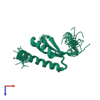 PDB entry 1ug8 coloured by chain, ensemble of 20 models, top view.