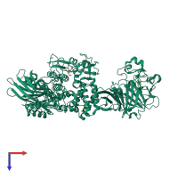 PDB entry 1ug9 coloured by chain, top view.