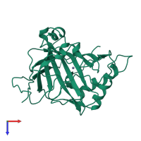 PDB entry 1ugg coloured by chain, top view.