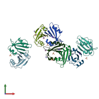 PDB entry 1ugi coloured by chain, front view.