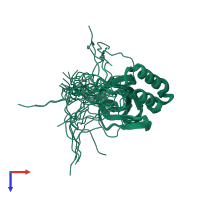 PDB entry 1ugj coloured by chain, ensemble of 20 models, top view.