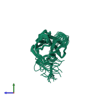 PDB entry 1ugk coloured by chain, ensemble of 20 models, side view.