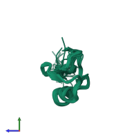 PDB entry 1ugl coloured by chain, ensemble of 30 models, side view.