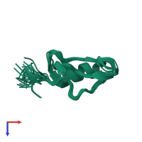 PDB entry 1ugl coloured by chain, ensemble of 30 models, top view.