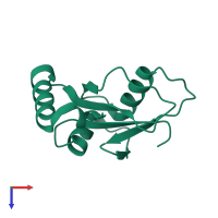 PDB entry 1ugm coloured by chain, top view.