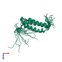 PDB entry 1ugo coloured by chain, ensemble of 20 models, top view.