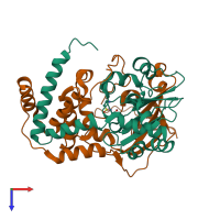 PDB entry 1ugr coloured by chain, top view.