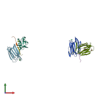 PDB entry 1uh0 coloured by chain, front view.