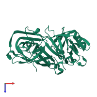 PDB entry 1uh9 coloured by chain, top view.