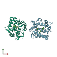 PDB entry 1uhk coloured by chain, front view.