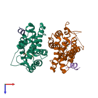 PDB entry 1uhl coloured by chain, top view.