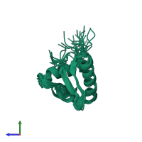 PDB entry 1uhm coloured by chain, ensemble of 20 models, side view.