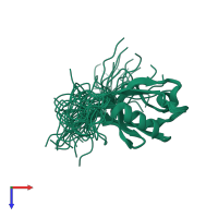 PDB entry 1uhp coloured by chain, ensemble of 20 models, top view.