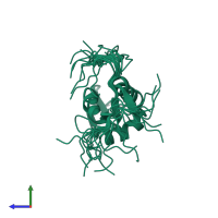 PDB entry 1uhr coloured by chain, ensemble of 20 models, side view.