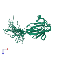 PDB entry 1uht coloured by chain, ensemble of 20 models, top view.