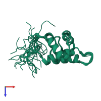 PDB entry 1uhu coloured by chain, ensemble of 20 models, top view.