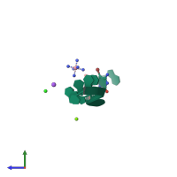 PDB entry 1uhx coloured by chain, side view.
