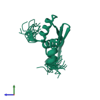 PDB entry 1uhz coloured by chain, ensemble of 20 models, side view.