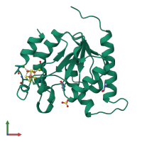 PDB entry 1ui0 coloured by chain, front view.