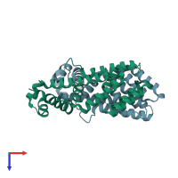 PDB entry 1ui6 coloured by chain, top view.