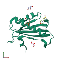 PDB entry 1ui9 coloured by chain, front view.