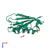 PDB entry 1ui9 coloured by chain, top view.