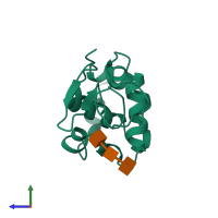 PDB entry 1uib coloured by chain, side view.