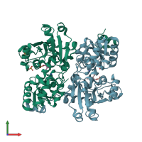 PDB entry 1uin coloured by chain, front view.