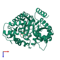 PDB entry 1uio coloured by chain, top view.