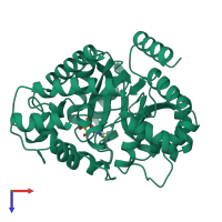 PDB entry 1uip coloured by chain, top view.