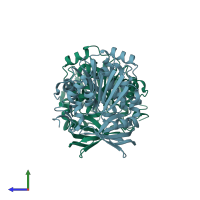 PDB entry 1uir coloured by chain, side view.