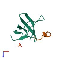 PDB entry 1uj0 coloured by chain, top view.